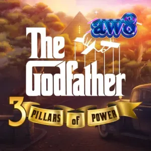 Tampilan visual slot The Godfather: 3 Pillars of Power dengan nuansa gelap dan elegan